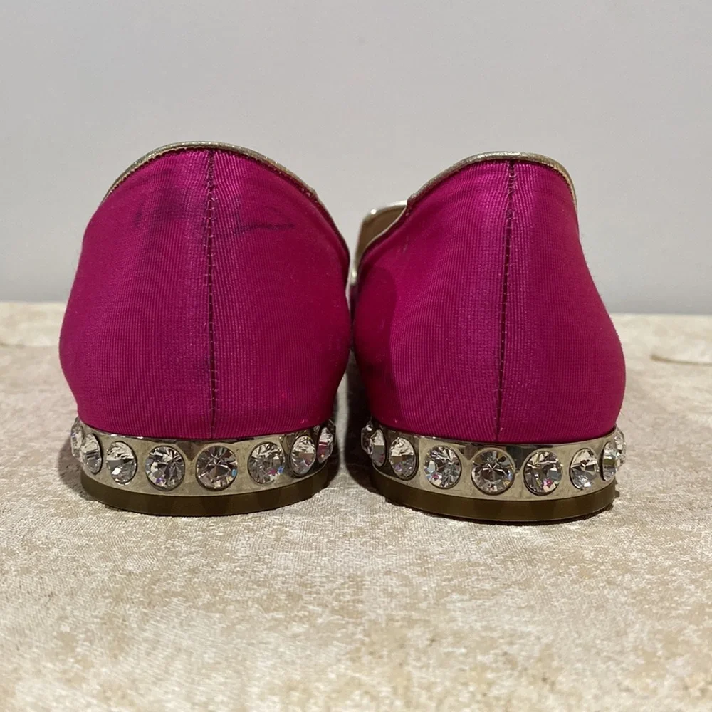 Miu Miu Pink Satin Embroidered Loafers SIZE 38.5